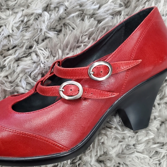 Dromedaris Red Mary Jane Heeled Loafers Size 9 - Picture 6 of 7
